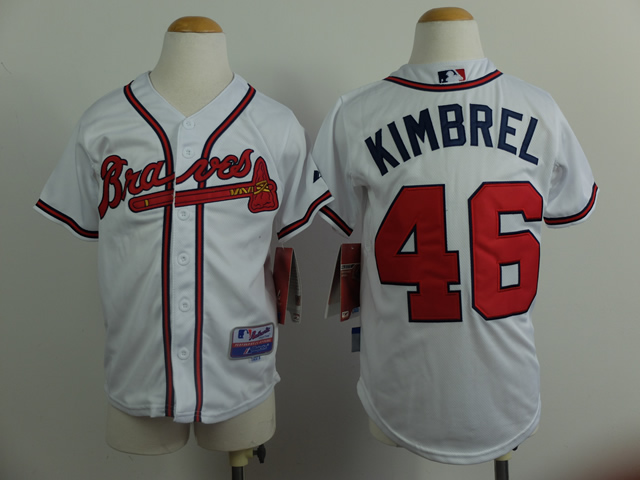 Youth Atlanta Braves #46 Kimbrel White MLB Jerseys